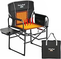 Vista 30 de SUNNYFEEL Silla de directores de camping, resistente, silla plegable portátil de gran tamaño con mesa auxiliar, bolsillo para playa, pesca, viaje