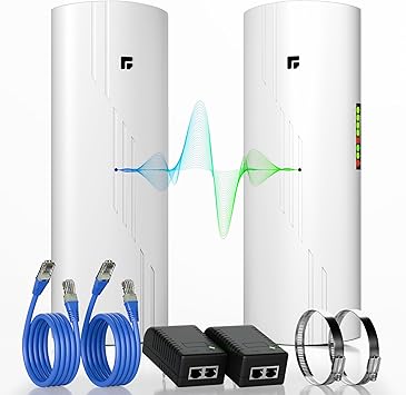 Wireless Bridge Point to Point Outdoor WiFi, Wireless Network Expansion Kit, Long Range High Speed 5G | 2 Units Bridge Kit Complete Pre-Configured - P2P Long Range 2Pack