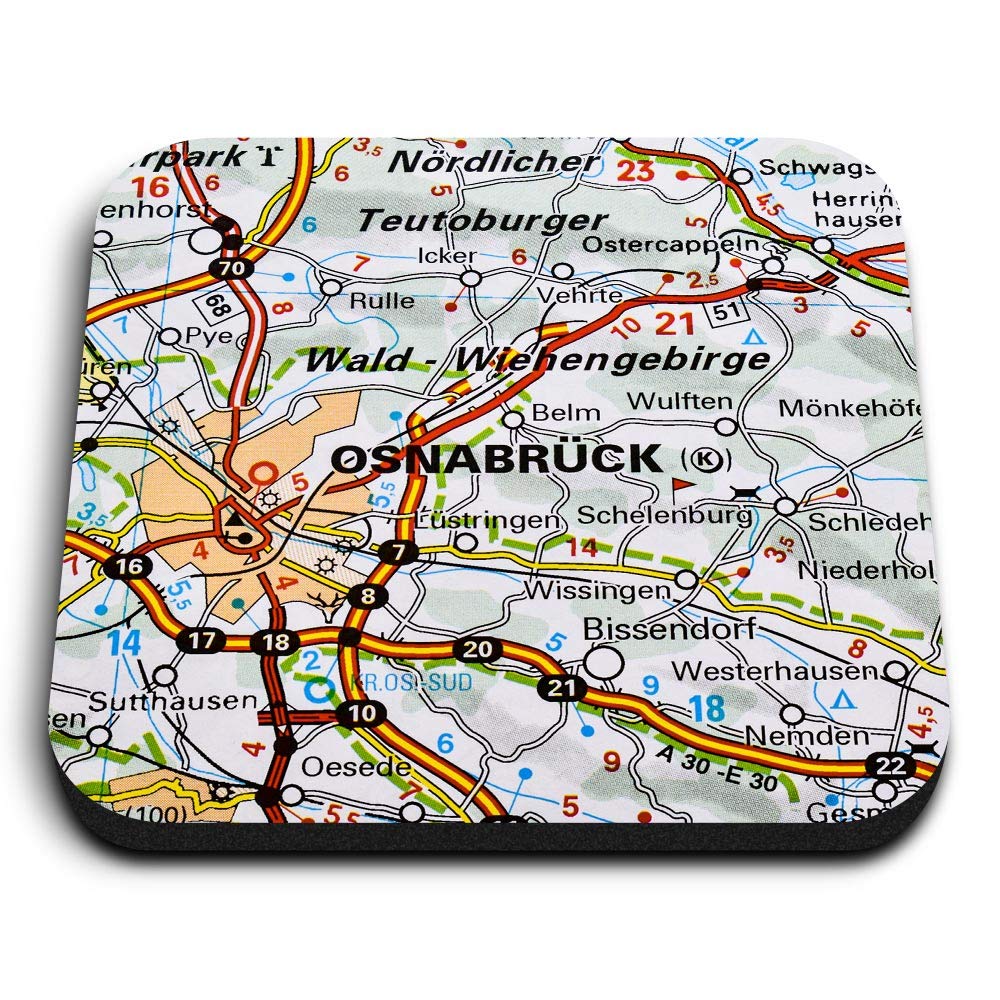 Destination Vinyl Ltd Multicolor 1 X Square Mdf Fridge Magnet - Osnabrück Germany German Travel Map 45959
