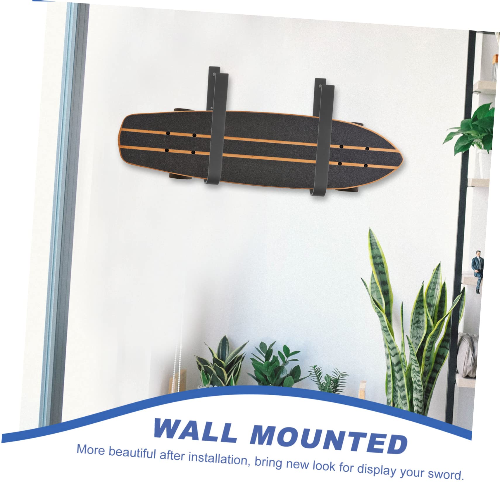 VANZACK Support Mural pour Skis et Snowboard Crochets Métalliques Robustes pour Rangement de Skateboard Longboard et Ski Le Garage Maison