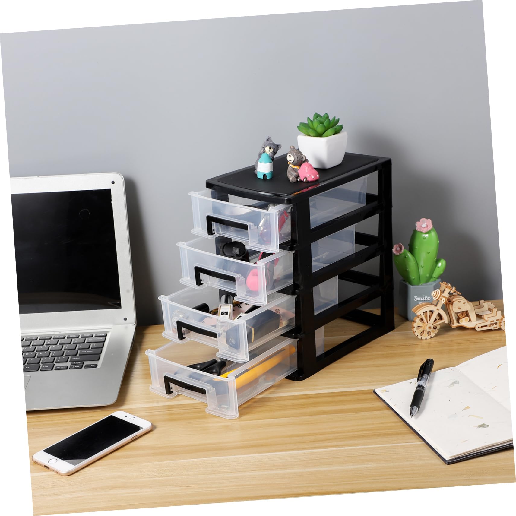 SEWACC Cassetti in plastica a 4 strati, organizer da scrivania con cassetti, cassetti trasparenti, forniture per ufficio, cancelleria per la casa, gioielli e cosmetici