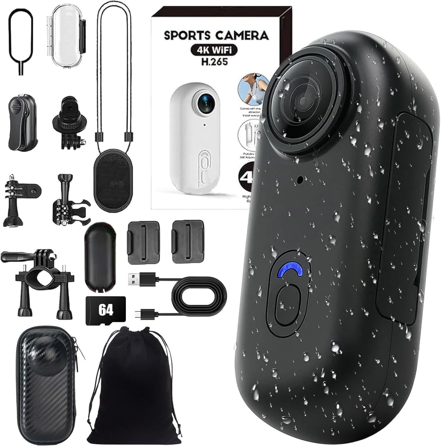 HD Action Camera, Motorcycle Camera, |POV Pro| Maximum 180-Minute Battery Life, 4K/1080P Magnetic Hands Free Body Cameras for Cycling, Diving, Vlogging and Pet Recording (Black, 1080P)
