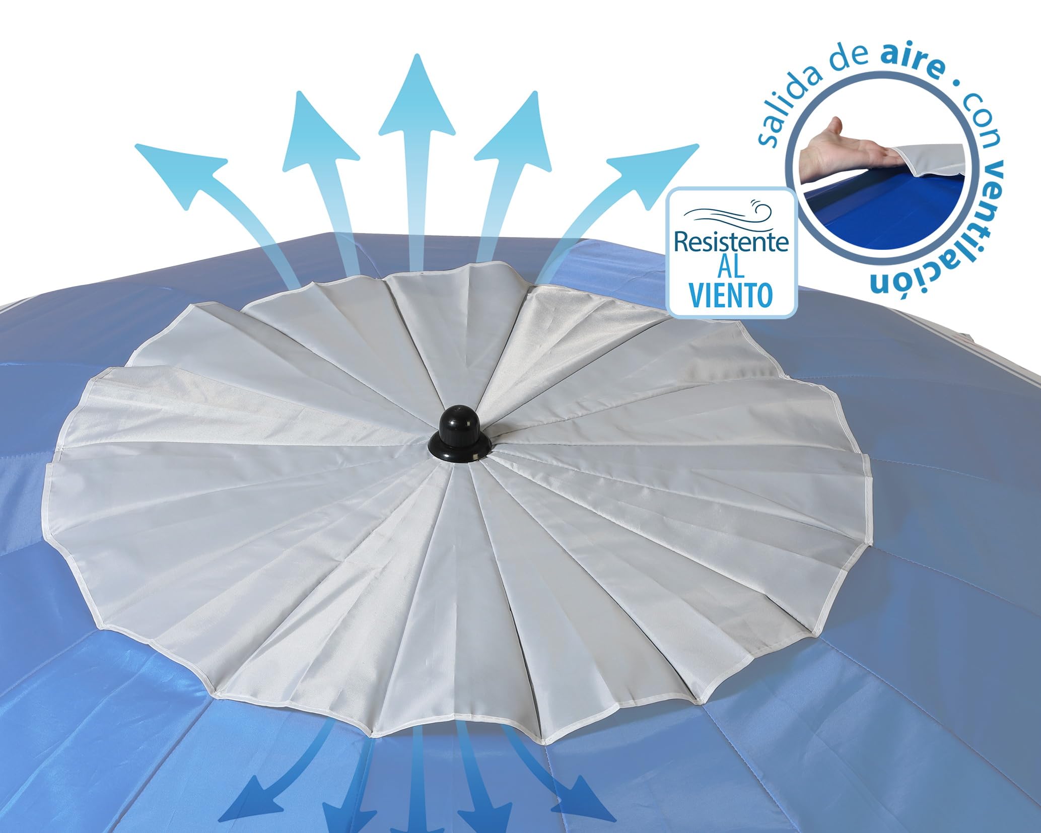 ATOSA atosa sombrilla de playa de aluminio modelo anclas y timón con upf 50+ azul