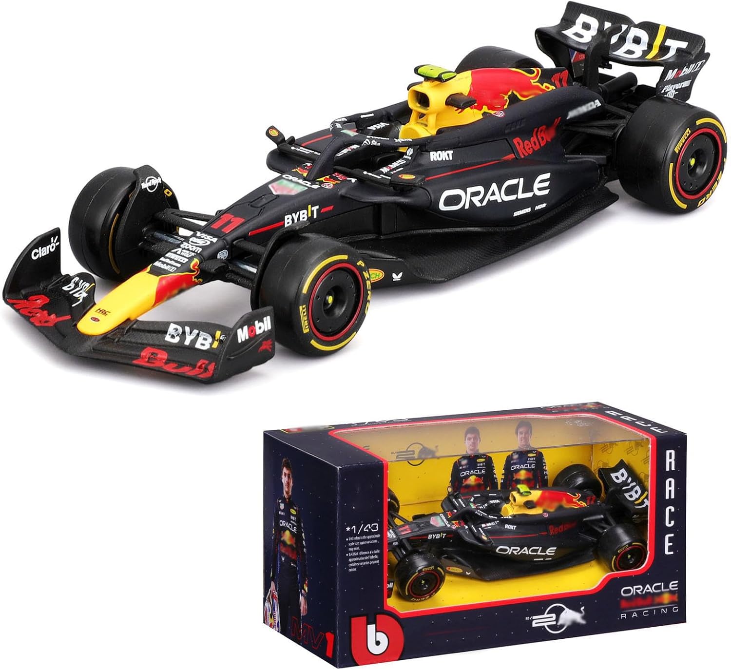 1:43 2024 British GP F1 RB20 No. #1 Max Verstappen F1 No. #11 Sergio Perez Formula Racing Alloy Car Diecast Model (1/43 RB20 1# British GP)