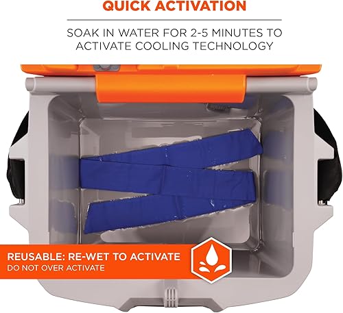 Miniatura 4 de Ergodyne Chill Its 6700FR, bandana de enfriamiento, resistente al fuego, cristales de polímero evaporativo para alivio de enfriamiento, lazo para