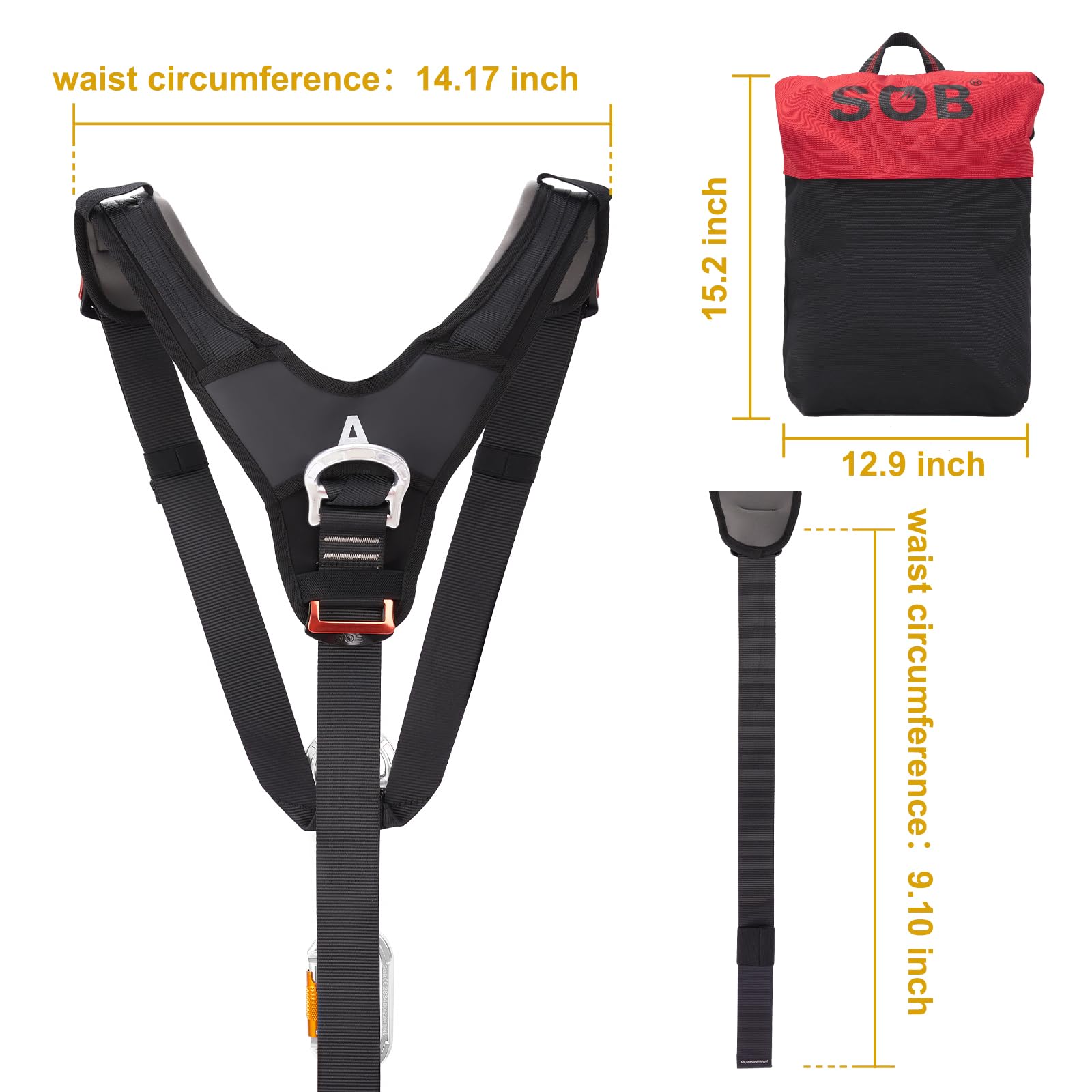 SOB Bandolera para Arnés de Escalada, Bandolera Ajustable con Mosquetón, Compatible con Arneses de Escalada