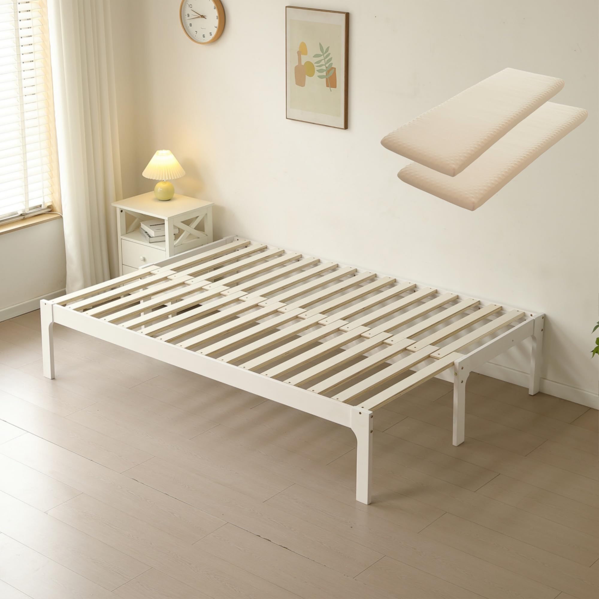 Amazon｜【幅70cmマット2個付き】ソファベッド ディベッド 木製 伸長式