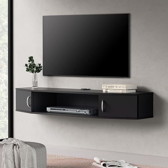FITUEYES Floating TV Stand Wood TV Wall Mounted TV Cabinet Media Console Floating Desk Storage Hutch for Home and Office DS211001WB