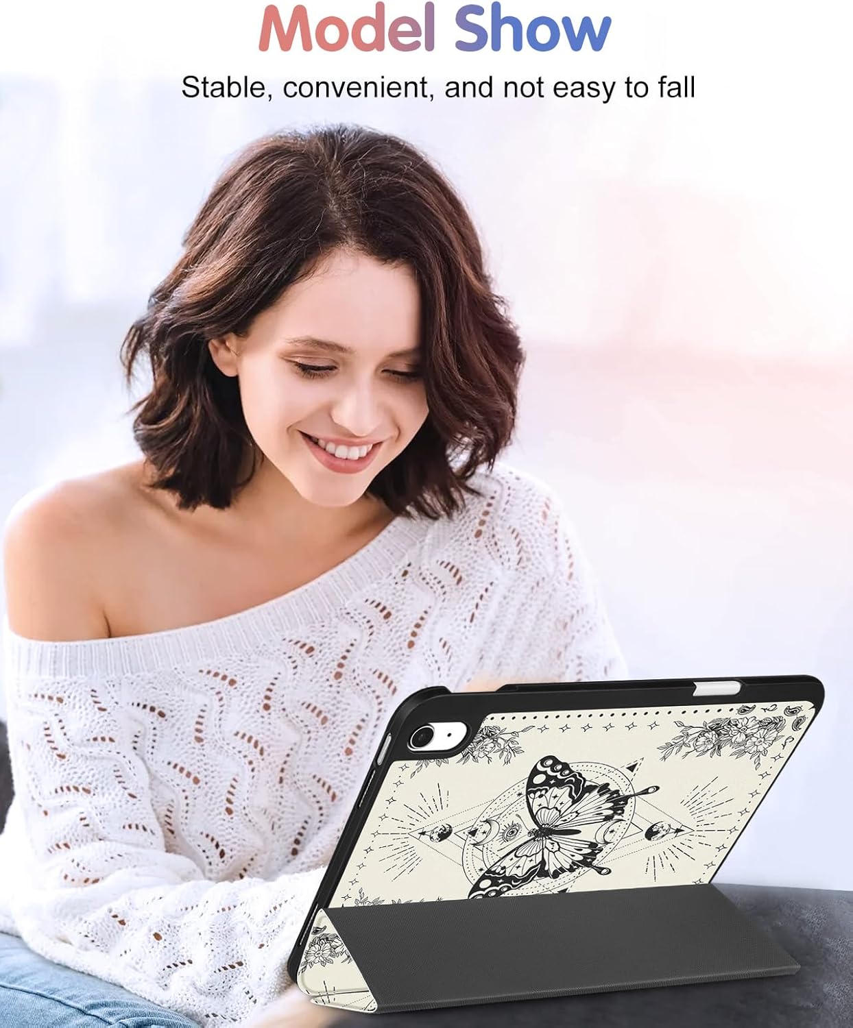 for iPad A16 Case 2025 - for iPad 10th Generation Case Cute Women Girls Aesthetic Girly Butterfly Design Unique Pencil Holder Auto Sleep/Wake Tablet Cover for Apple 11/10 10.9 Inch - Image 6