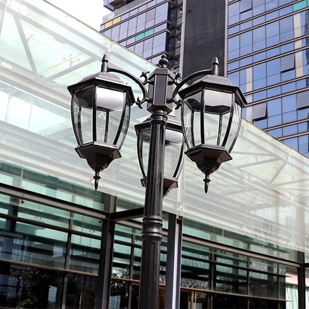 Outdoor Street Light, Waterproof, Aluminium, Three Heads, Classic Design, Black, for Fences, Walkways, Height 230 cm, Height 230 cm