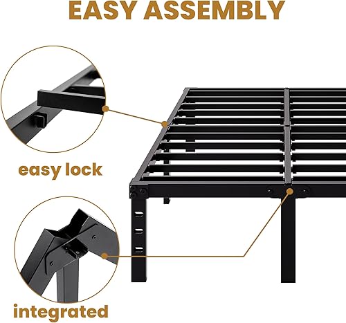 Miniatura 6 de Marco de cama Queen, cama tamaño Queen - Marco de cama de metal Queen y marco de cama de plataforma Queen, no necesita somier, incluye cama tamaño