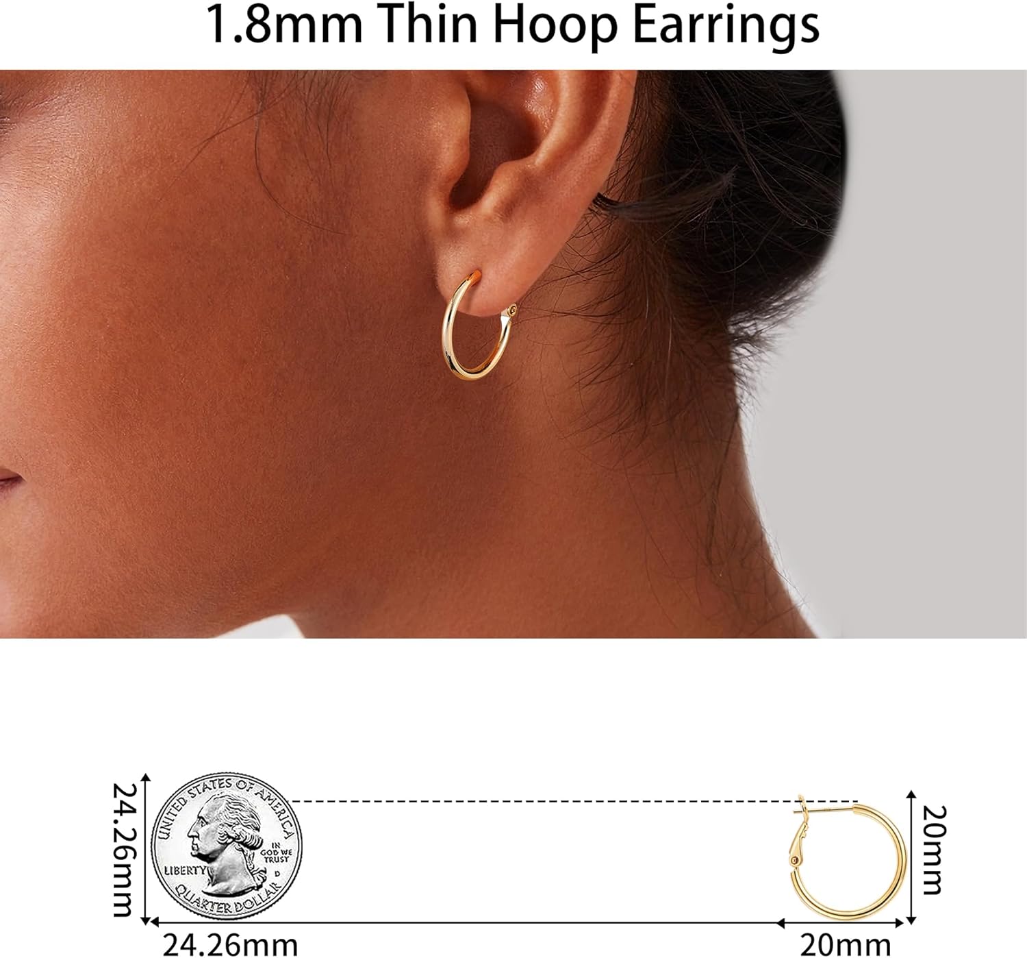 Gacimy Gold Hoop Earrings for Women 14K Gold Plated, 925 Sterling Silver Post Hypoallergenic Earrings Hoops for Women - Image 7