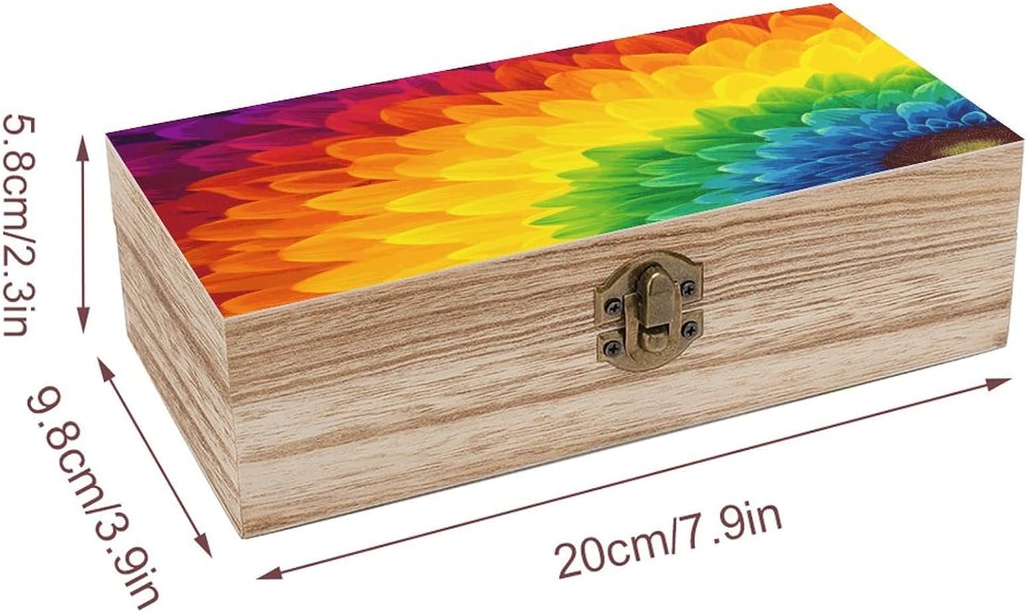 Sunflower Rainbow Wooden Storage Box 7.9" X 3.9" X 2.3" image 2