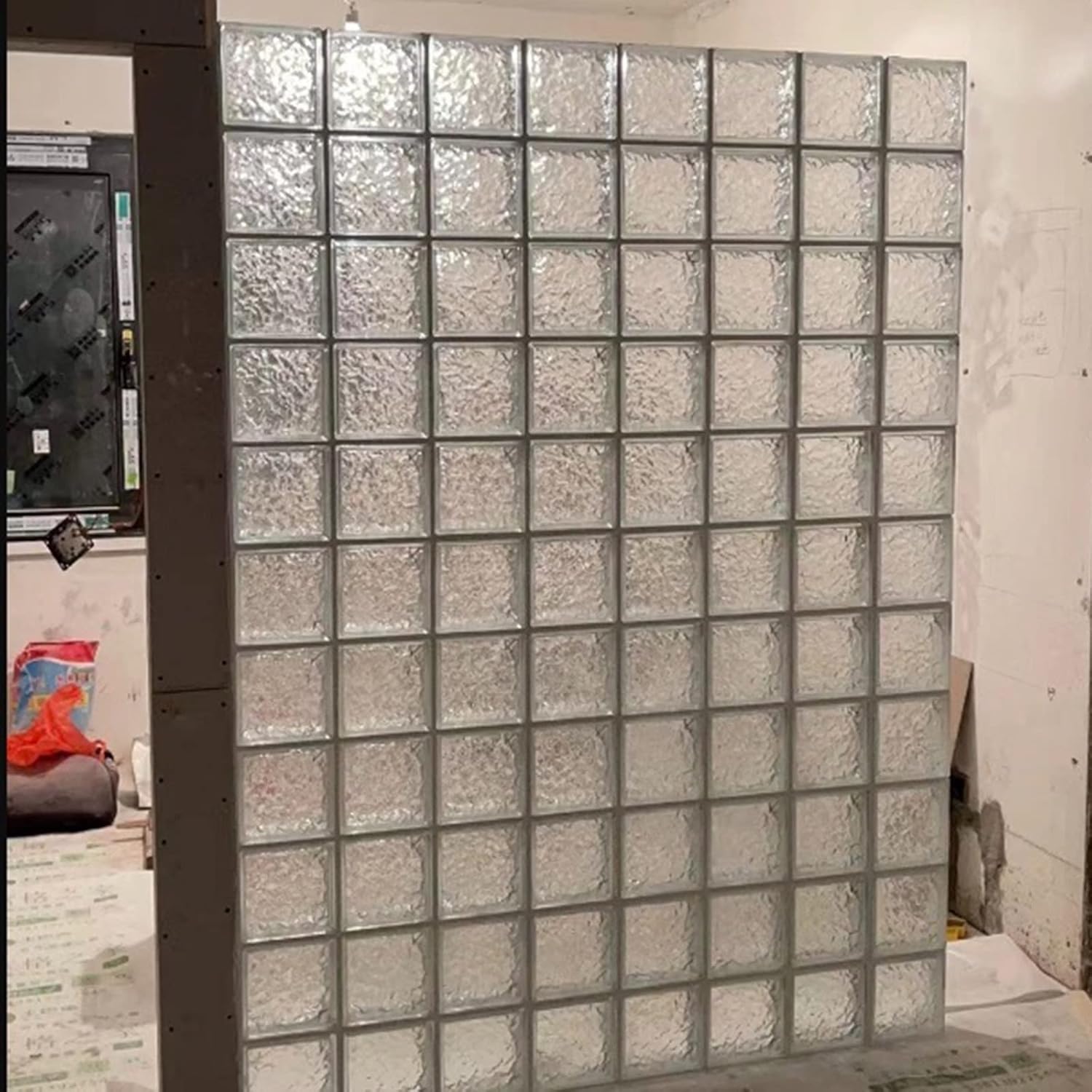 Clear Glass Bricks Blocks for Shower, Glass Wall Partition Living Room Bedroom Kitchen Indoor Outdoor Decorative Divider Fence, 6 Pack, 8x8x3inch ( Color : Style-2 , Size : 19x19x8cm(7.5x7.5x3in) )