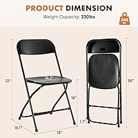 Vista 3 de Sweetcrispy Folding Chair 10 Pack, Plastic Foldable Chairs with 330-Pound Capacity, Sturdy Metal Portable Chair, Easy to Use and Store, Outdoor and