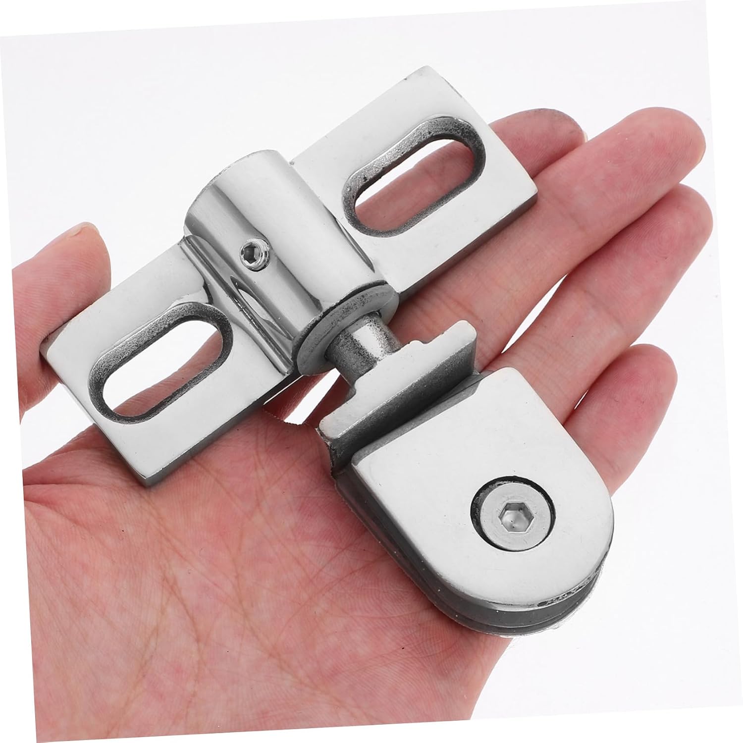 2 Sets Glass Clamp Hinge Latch Small Size Door Pivot Hinge Replacement Hardware for Bathroom Cabinets