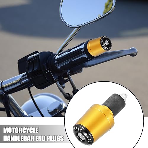Miniatura 2 de Motoforti 1 par de tapones de extremo de manillar de motocicleta tono dorado 78 "0.866 in universal CNC aleación de aluminio para motocicleta scooter