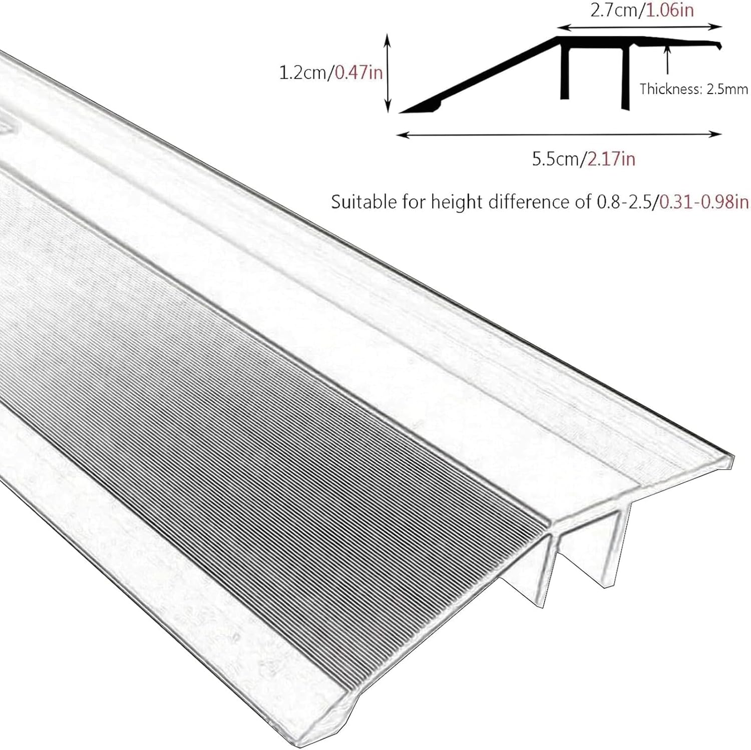 Transition Strip Floor Transition Strip Wood to Tile with Snap Track, Doorway Edge Trim Banding Aluminum Threshold Reducer for Uneven Floors Easy to Install(Grey,90cm)