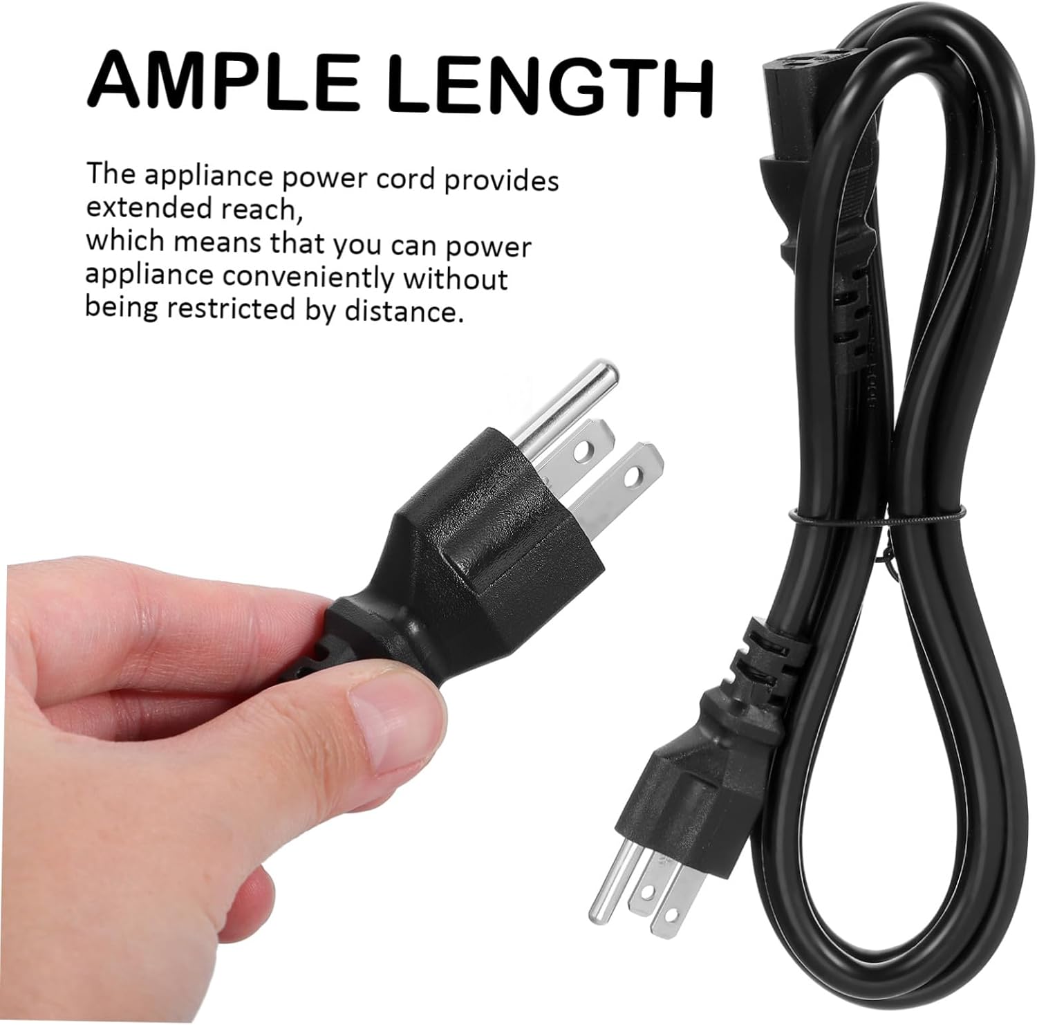 BETOOKY Black 1.5 Meter Power Cord with Copper Wire for Tools and Rice Cooker, Indoor and Outdoor Use, Extended Reach and Dependable Insulation Appliance Power Cord