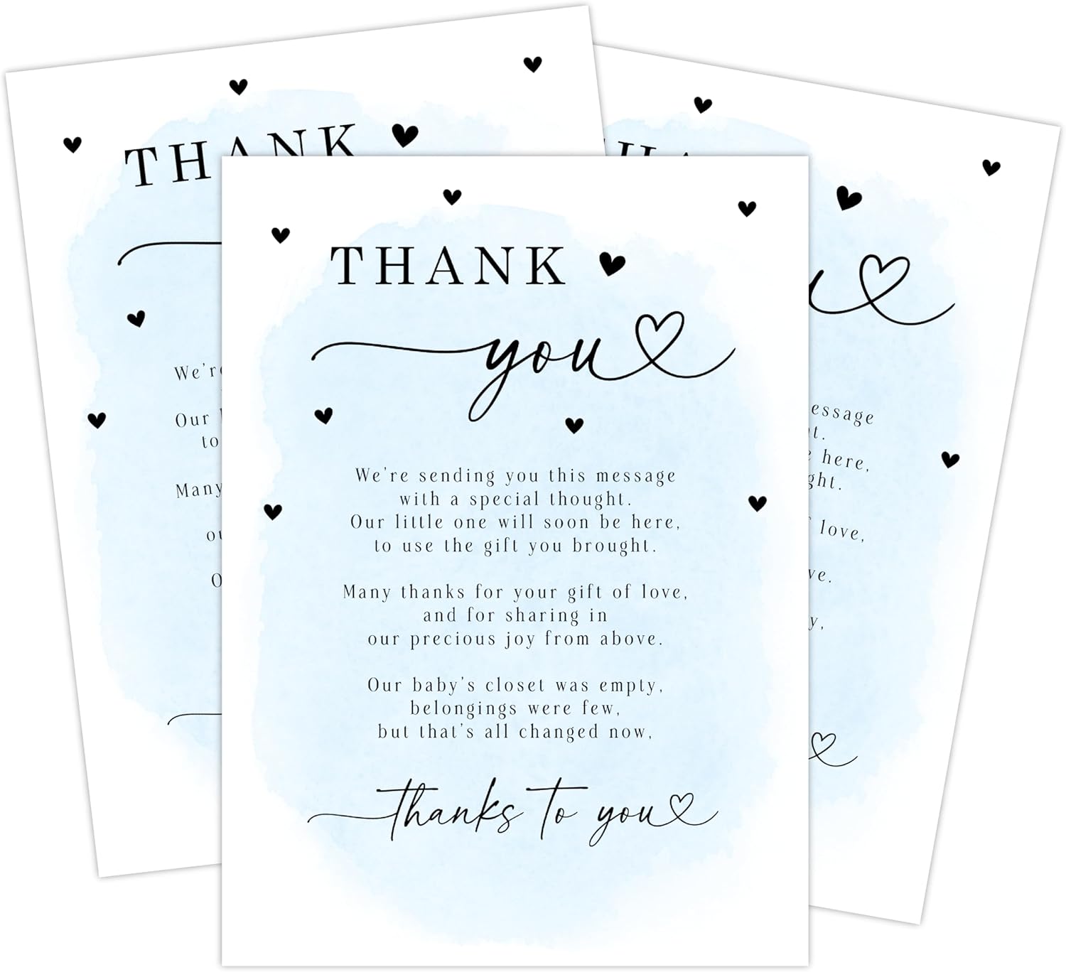 Your Main Event Prints Baby Shower Thank You Cards with Envelopes - Elegant and Convenient Gratitude Notes for Baby Showers (Blue)