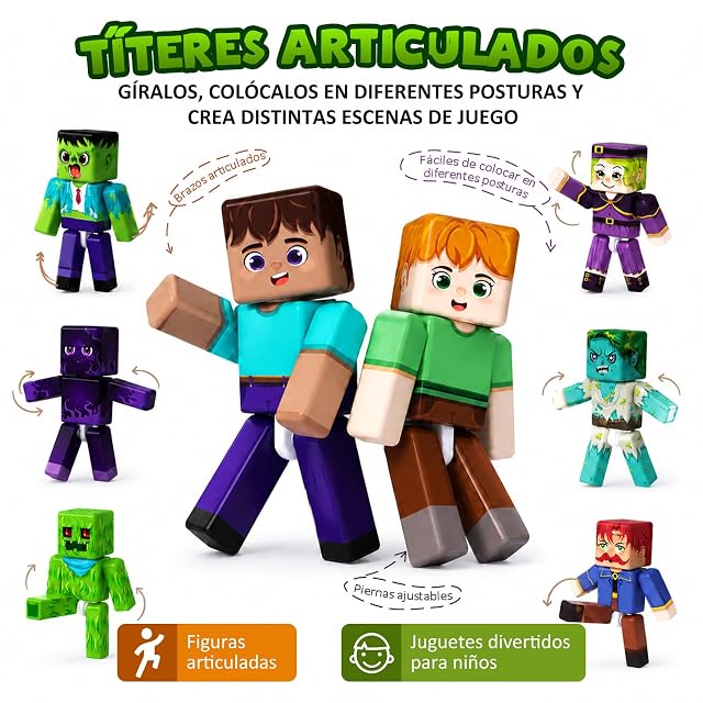Foto 2 de 8 de Mzyxxel 28 Piezas Figuras y Bloques Magnéticos, 8 Humanos, 2 Pájaros, 2 Animales y 16 Cubos Magnéticos