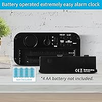 Vista 4 de KWANWA Reloj Despertador, Reloj Digital, Pantalla Constantemente de Dígitos LED Azules de 1.2'', Funciona con Baterías, Repetición, Reloj de Pared