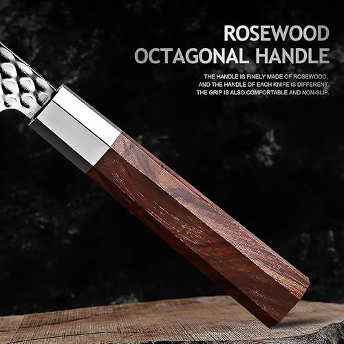 Miniatura 4 de Juego de 4 cuchillos de cocina, acero alemán de alto carbono forjado a mano, juego de cuchillos de chefs, mango de sándalo incluido, cuchillo de