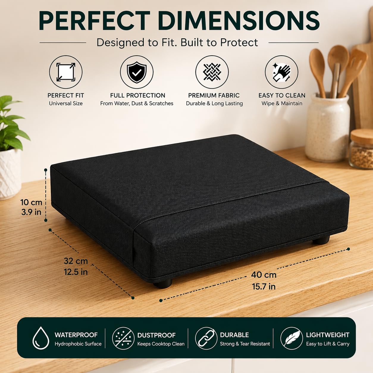 Induction Cooktop & Stove Cover, 40x32x10, Black — Amazon image 3