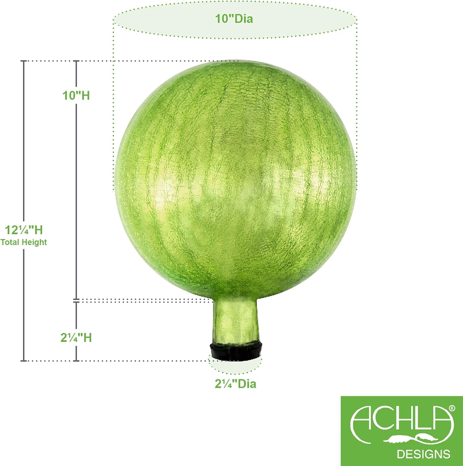 Achla Designs 10-inch Gazing Globe, Fern Green, Medium