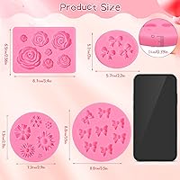 Vista 2 de Pimoys 4 moldes de flores y lazos para chocolate, moldes de chocolate con lazo, molde de silicona para tartas, molde de caramelo para el día de San