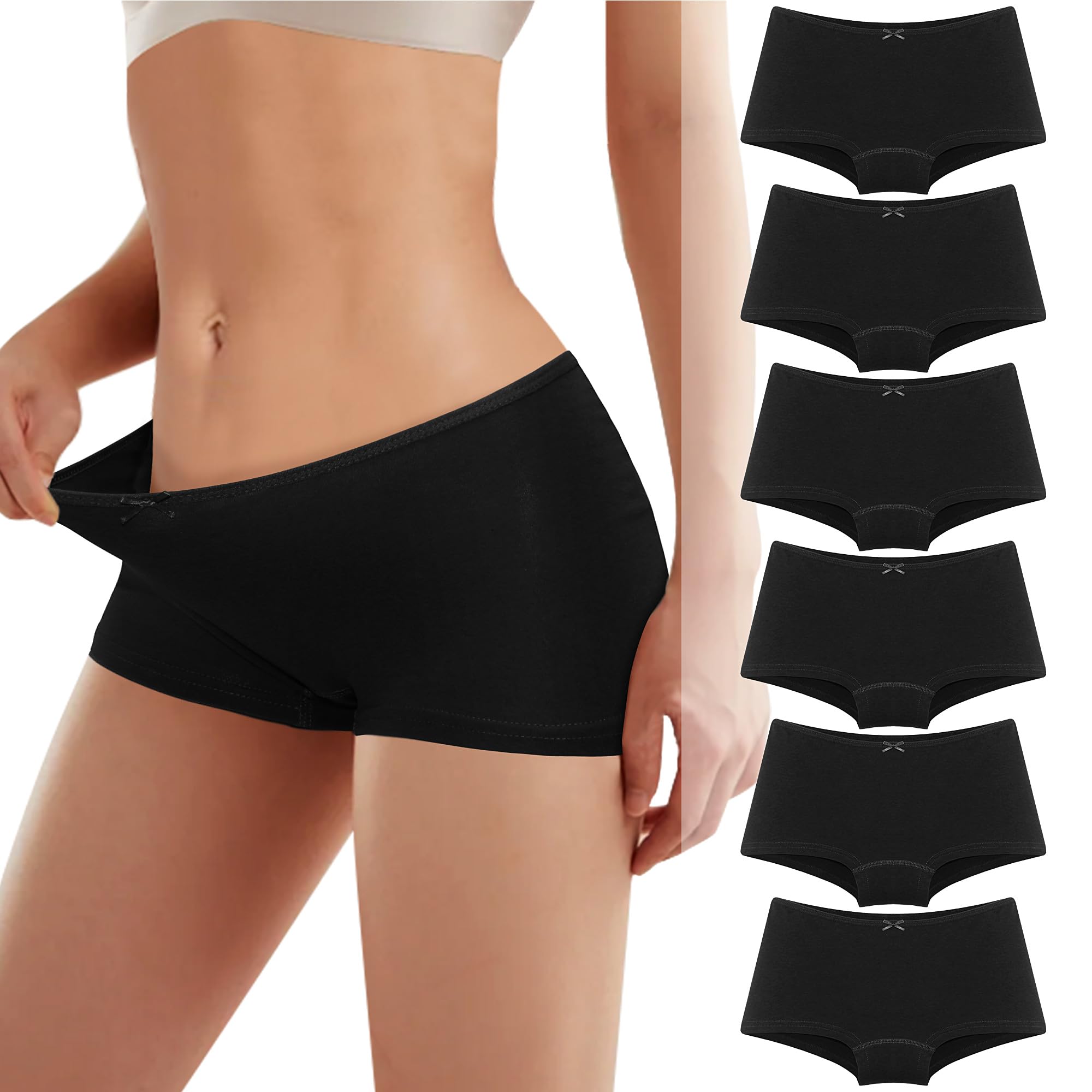 Lakpoau Unterhosen Damen Panties Boxershorts Baumwolle Pantys Atmungsaktiv Baumwolle Hipster Damen Höschen Unterwäsche Frauen mit Baumwoll Schritt 6er Pack