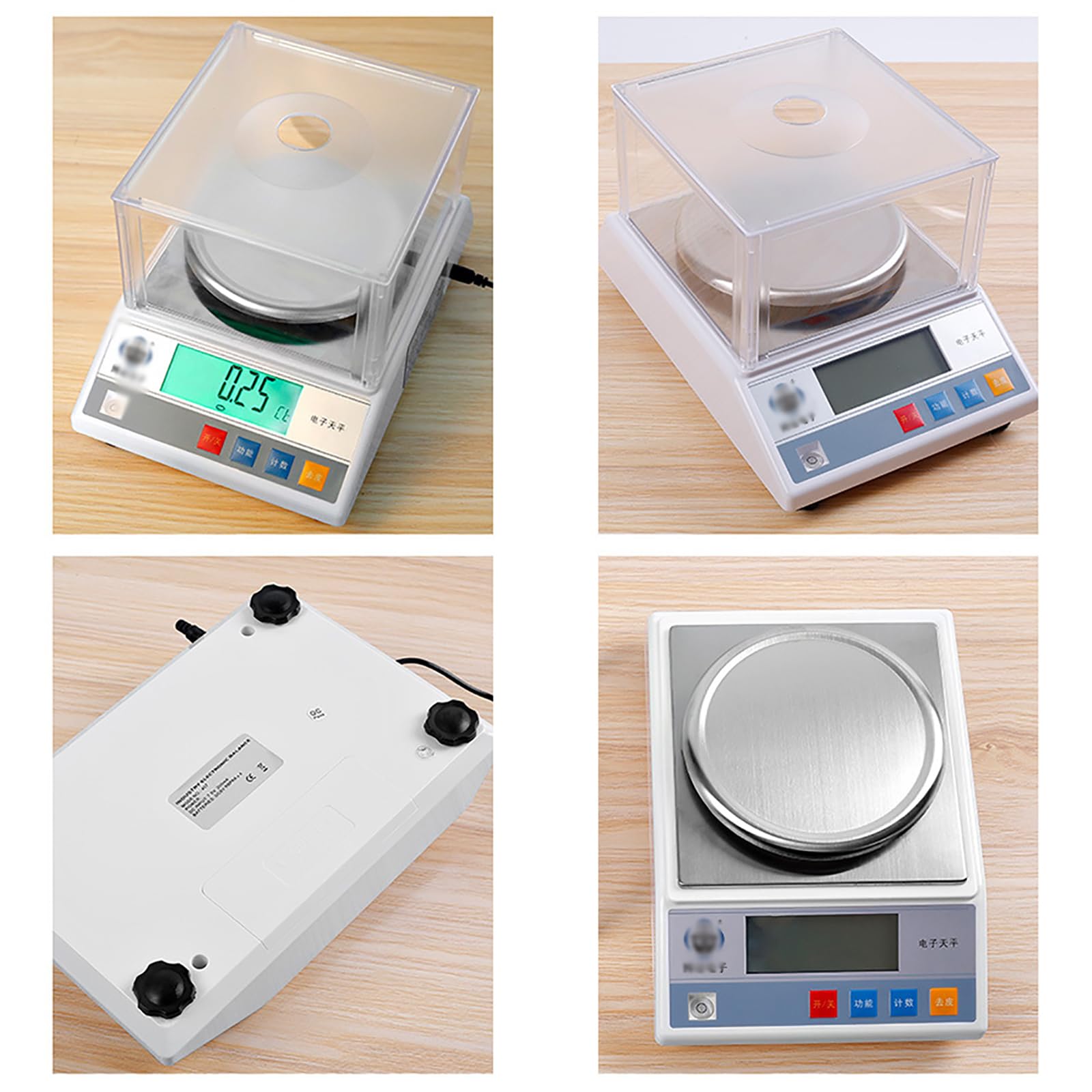 Hochpräzise Laborwaage mit Windschutz und integrierter Wasserwaage, 300 g/600 g/1 kg/2 kg (optional), Genauigkeit 0,01 g, 13 Einheitenumrechnungsmöglichkeiten, zum Kochen, Backen und für Schmuckherst