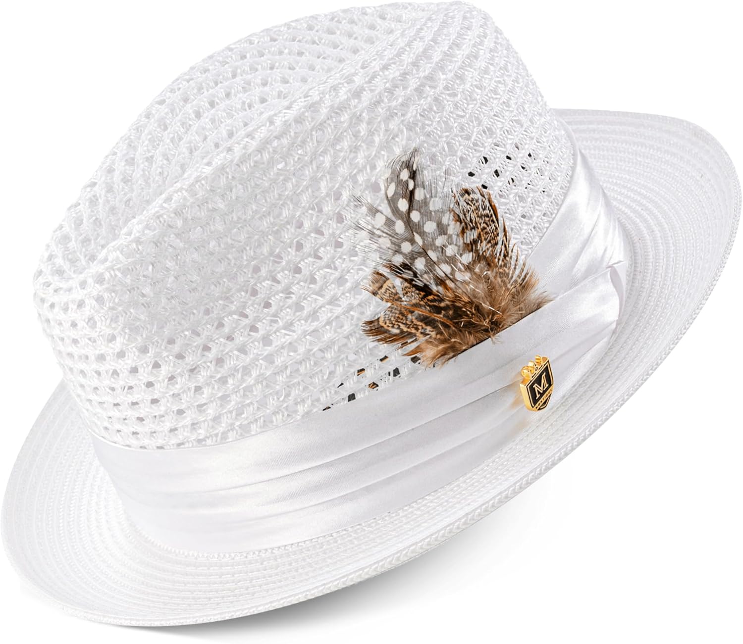 MONTIQUE Braided Pinch Fedora Hat for Men | Lightweight Polyester Summer Panama Hat Trendy Design | H-24