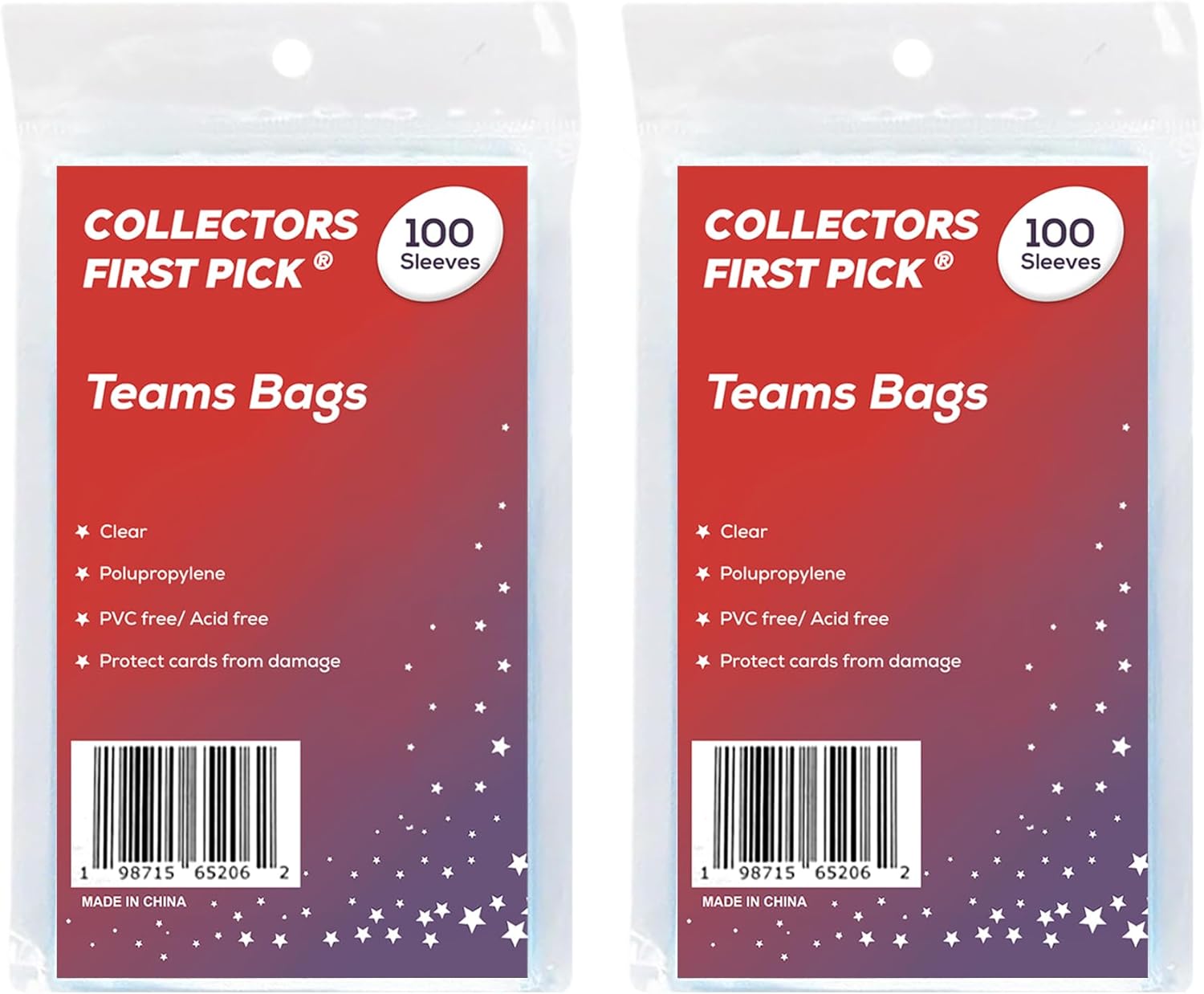 200 Team Bags (6 1/4 x 3 5/8) Resealable Sleeves Premium Penny Sleeves for Trading Cards - Protect Your Gaming Cards and Sports Cards - Fits Top Loaders, Semi Rigids, and Magnetics