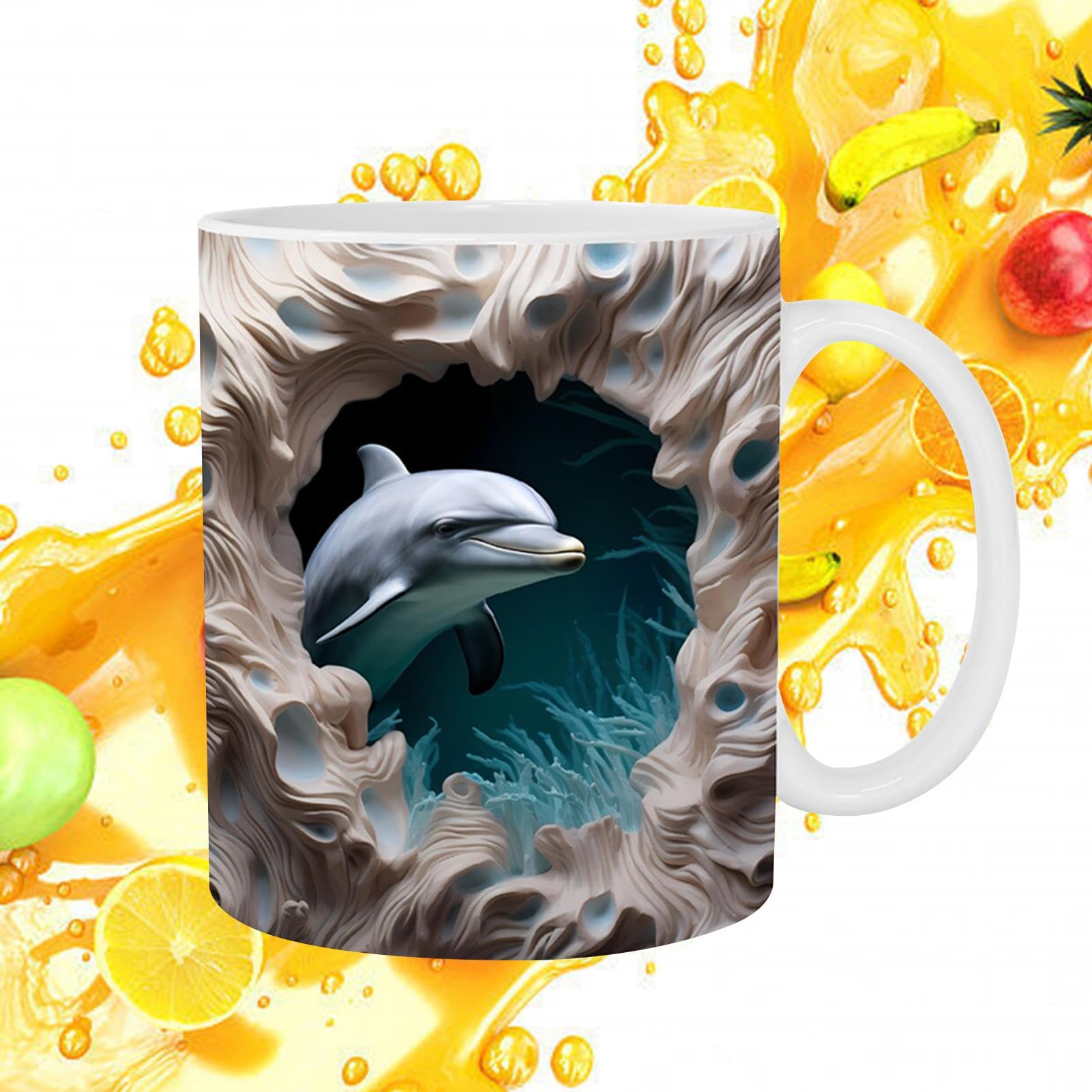 Tasse En Céramique Dauphin 3D - 350ml (11oz) - Microwawe Et Lave-vaisselle - Cadeau Original