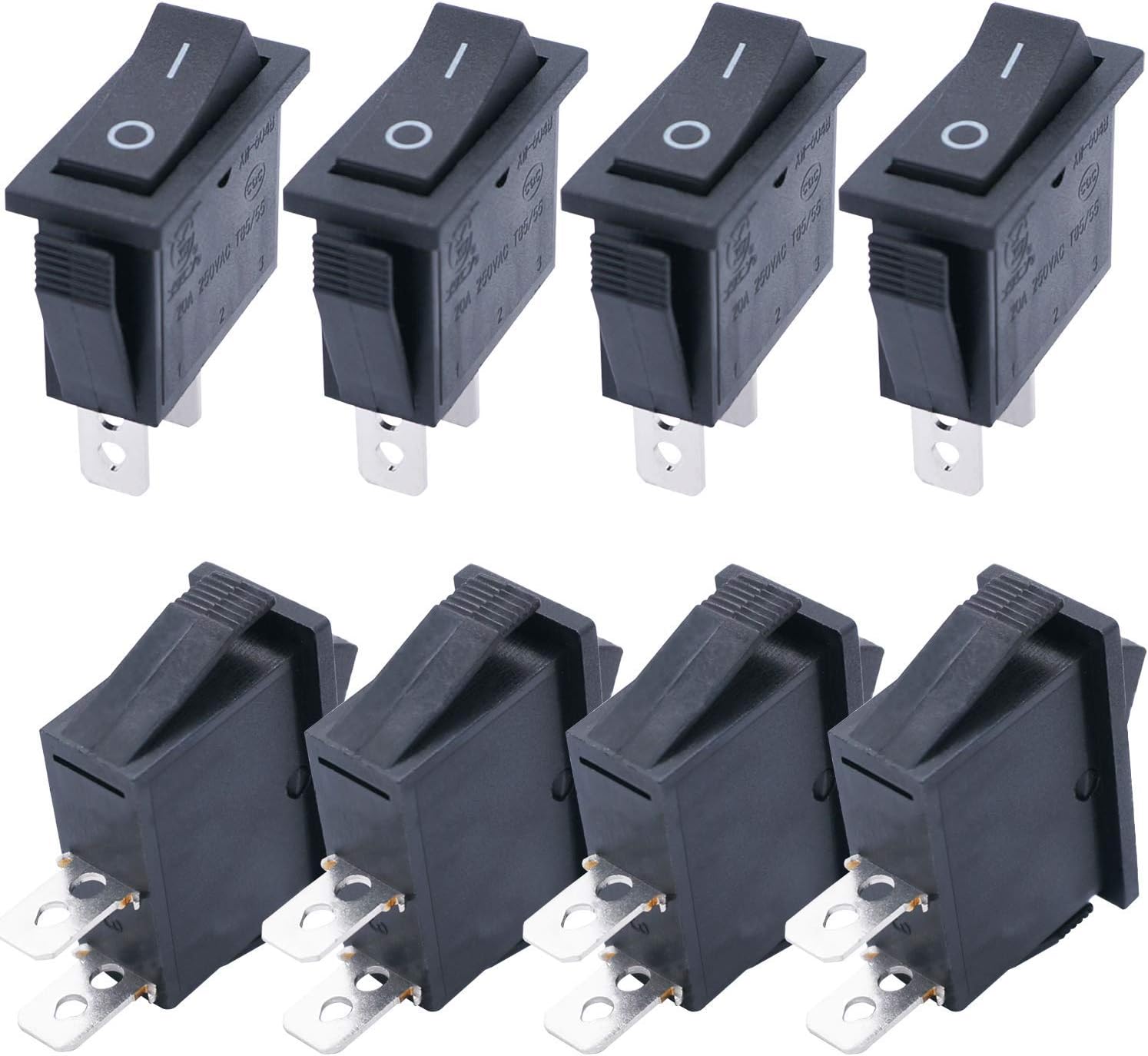 TWTADE / 8Pcs Boat Rocker Switch Latching ON/Off SPST 2 Pin 2 Position Car Auto Boat Rocker Toggle Switch Snap AC 250V/16A 125V/20A KCD3-101