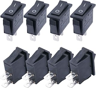 Taiss/8Pcs Black Rocker Toggle Switch On/Off SPST 2 Pin 2 Position KCD3 Snap AC 250V/16A, 125V/20A KCD3-101-BK