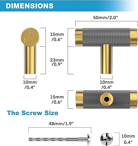 Miniatura 3 de Tirador de manija de gabinete de barra con acabado dorado satinado cepillado en latón con galvanizado gris oscuro para herrajes de gabinete de