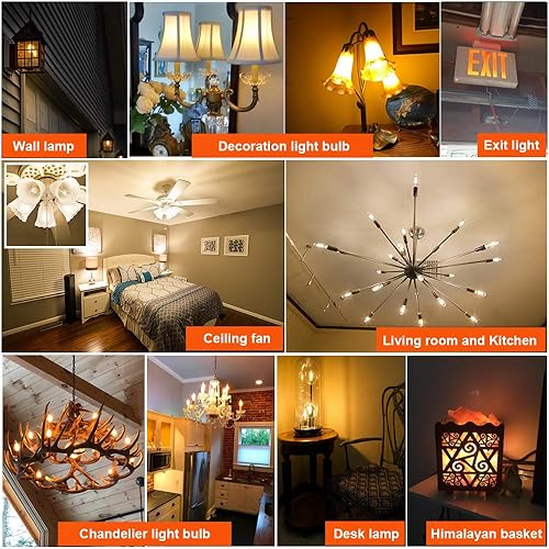 Miniatura 7 de LiteHistory - Bombilla LED T6 regulable (40 W, 2700 K, 400 lm, 4 W, e12 Edison, 6 unidades), transparente, candelabro 2 W = 25 W 2200 K Ámbar,2W =