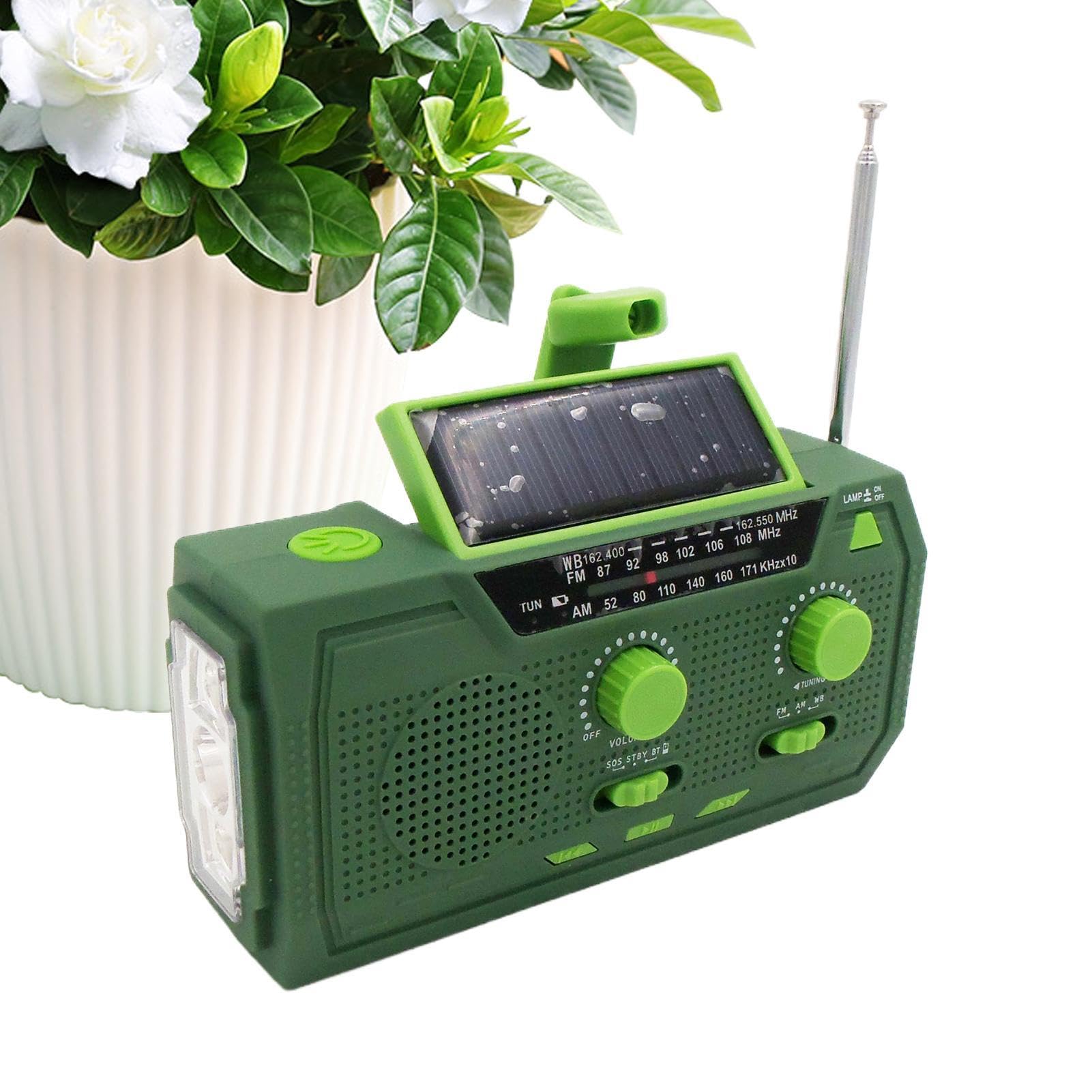 Radio Solarne Z Korbką Ładowanie Słoneczne Alarm SOS AM FM Latarka LED