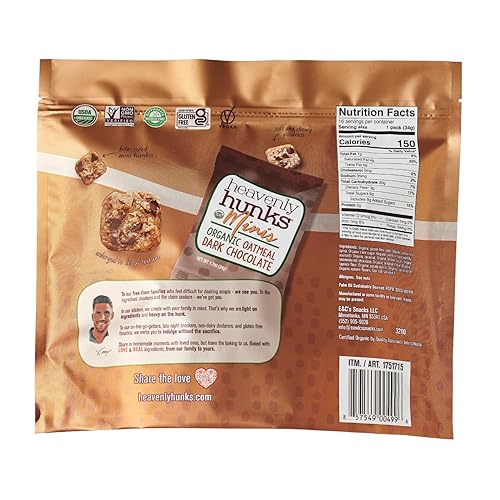 Miniatura 2 de Heavenly Hunks Mini de avena orgánica con chispas de chocolate oscuro - Bolsa de 1.2 onzas (paquete de 16)