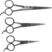 HTS Ice Tempered Stainless Steel Hair Cutting Styling Barber Scissors Trimming Shears 3 Pieces 4.5" 5.5" 6.5" Silver