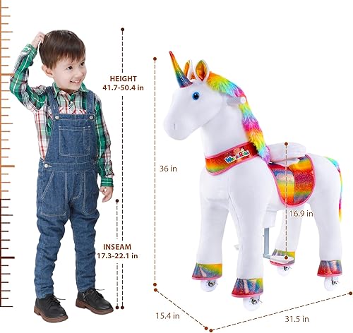 Miniatura 4 de WondeRides Caballo de juguete para pasear a caballo, tamaño M 4 para edades de 4 a 9 años (36 pulgadas de altura), unicornio mecánico con ruedas