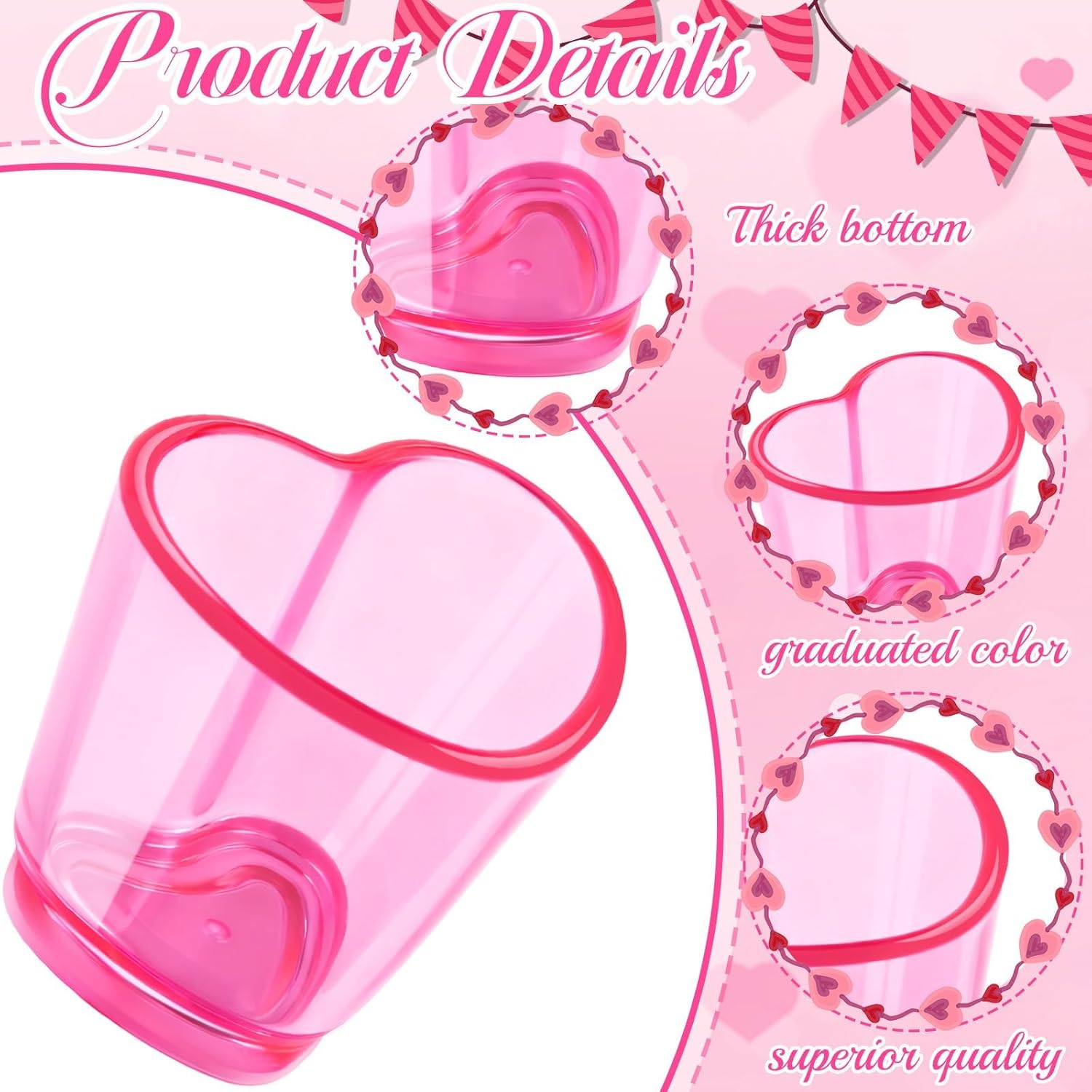 100 Pcs Pink Heart Shot Glasses Bulk 1.5 oz Heart Shaped Shot Glasses Set Shot Glasses for Whiskey Tequila Spirits Liquors Valentine's Day Bachelor Party