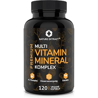 Premium Multivitamin and Mineral Complex - 120 High Dose Capsules - Essential A-Z Vitamins Minerals and Superfood Plant Extracts - Made in Germany - Vegan