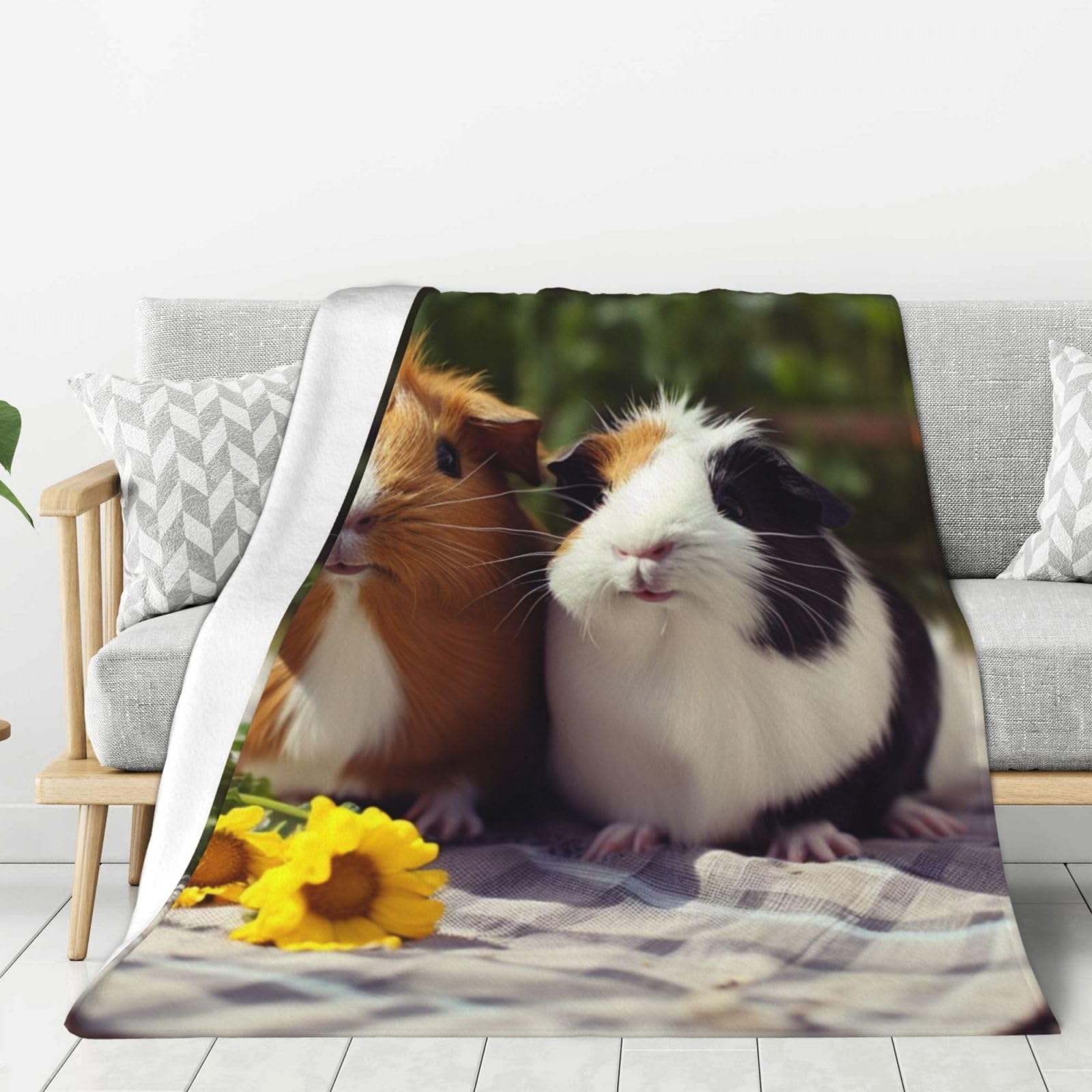 Couverture polaire douce cochon d'Inde plaid chaud lit