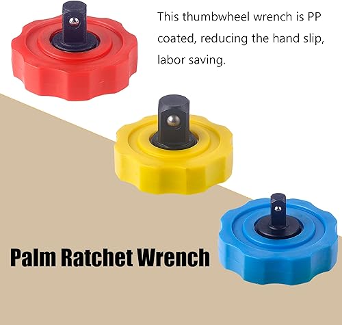 Miniatura 5 de WINTOWIN Juego de trinquete de rueda de pulgar de 14 de pulgada, 38 de pulgada y 12 pulgadas, trinquete de 72 dientes, llave de trinquete de palma,