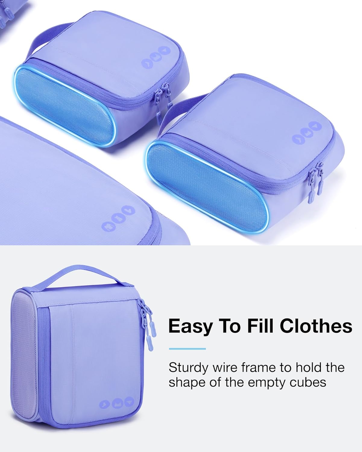 BAGSMART Keep Shape Packing Cubes for Travel, 6 Set Travel Cubes for Packing, Lightweight Suitcase Organizer Bags Set for Travel Essentials - Image 4