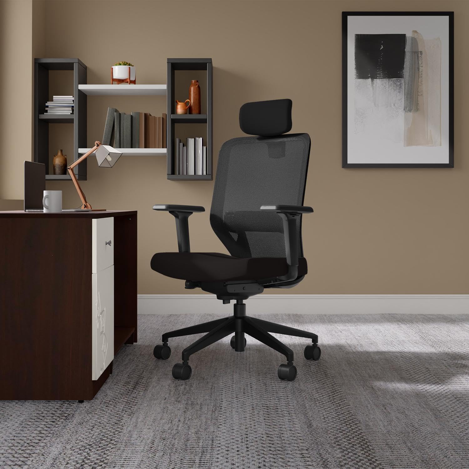 GODREJ INTERIO Greta 2.0 Mesh Wide Back Ergonomic Office Chair/Study Chair/Revolving Chair, 1 Year Warranty, Active Bio Synchro Tilt, Heavy Duty Nylon Base (High Back, Black Ink with Black Body)-image-40