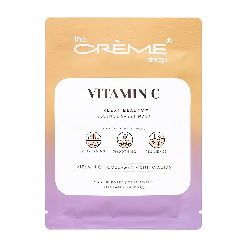 Máscara facial em folha com vitamina C The Crème Shop, conjunto com 5 unidades